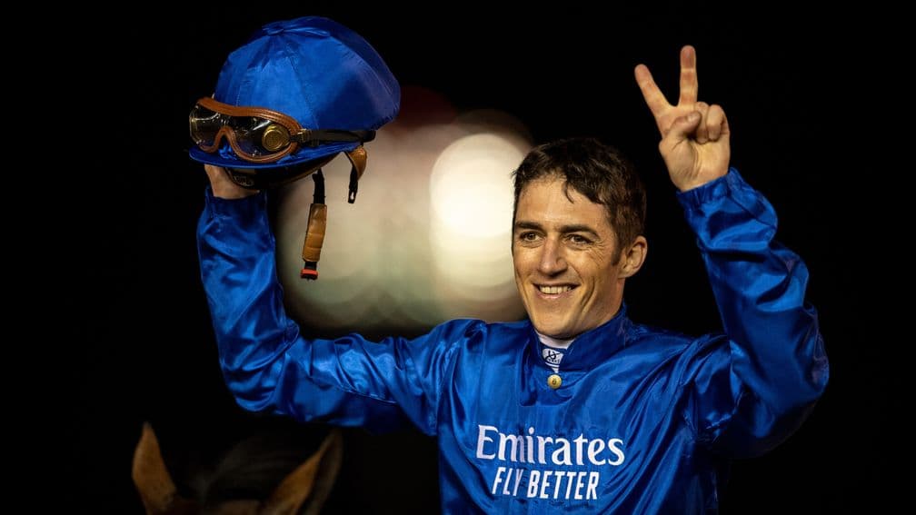 Thunder Snow (Christophe Soumillon) wins the DWCDubai 30.3.19 Pic: Edward Whitaker